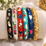 Meena Kari 6 Karay Bangles – Multicolor Handcrafted Enamel Bangle Set (ZV:142269)
