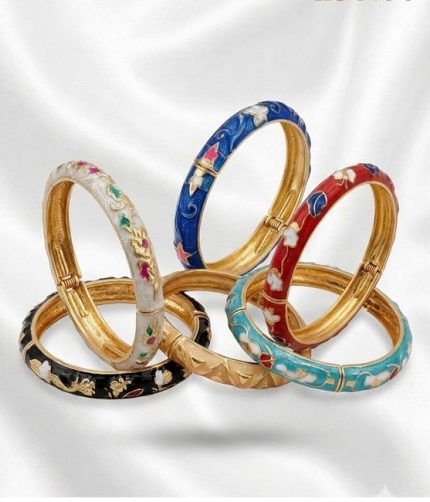 Meena Kari 6 Karay Bangles – Multicolor Handcrafted Enamel Bangle Set (ZV:142269)