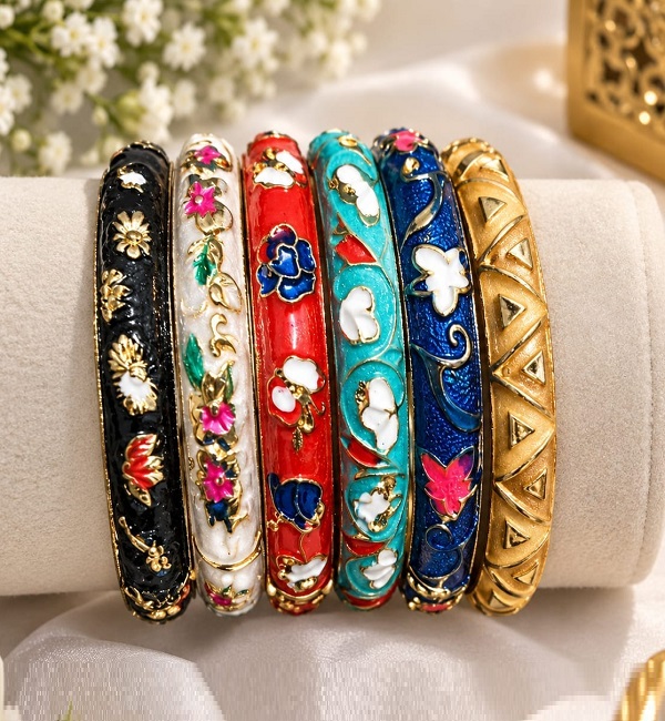 Meena Kari 6 Karay Bangles – Multicolor Handcrafted Enamel Bangle Set (ZV:142269) Meena Kari 6 Karay Bangles – Multicolor Handcrafted Enamel Bangle Set (ZV:142269)